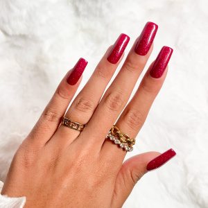 COFFRET BORDEAUX GLITTER CARRE M